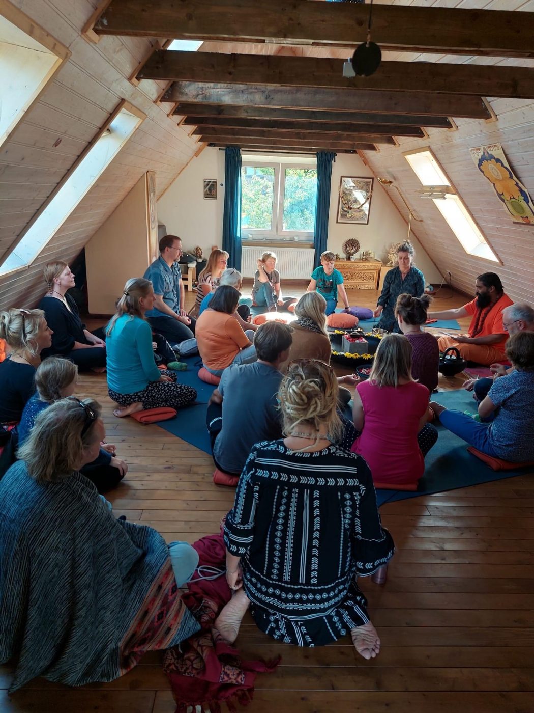 A calm, harmonious room during a gathering